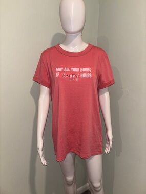 LuLaRoe Happy Hour Pink Short Sleeve T-Shirt - M